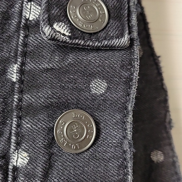 Current/Elliot Black Polka Dot Denim Trucker Jacket Womens Sz 2 Cotton - Picture 6 of 8